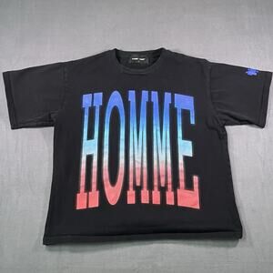 Homme Femme Heavyweight Logo Double Sided T Shirt Sz L Luxury Streetwear Hip Hop